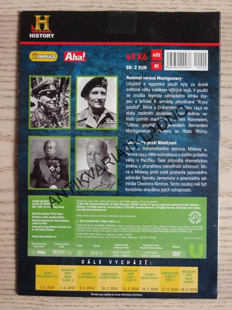 2. SOUBOJ VOJEVŮDCŮ, ROMMEL VERSUS MONTGOMERY, JAMAMOTO VERSUS NIMITZ, DVD FILM DOKUMENT
