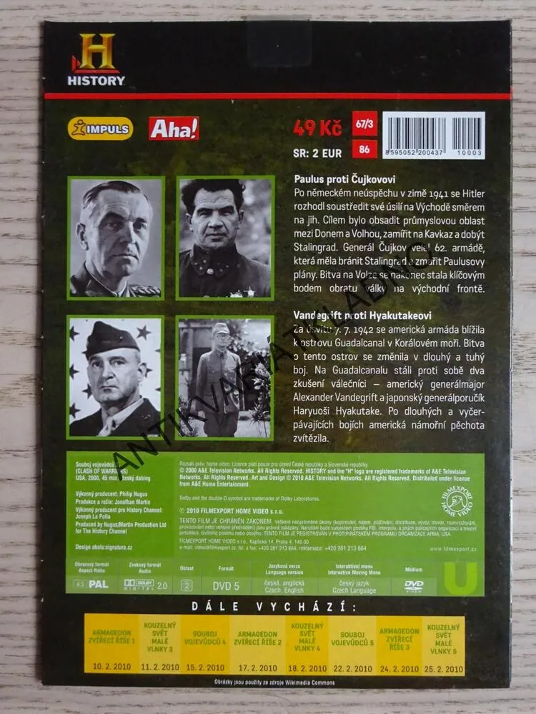 3. SOUBOJ VOJEVŮDCŮ, PAULUS VERSUS ČUJKOV, VANDEGRIFT VERSUS HYAKUTAKE, DVD FILM DOKUMENT
