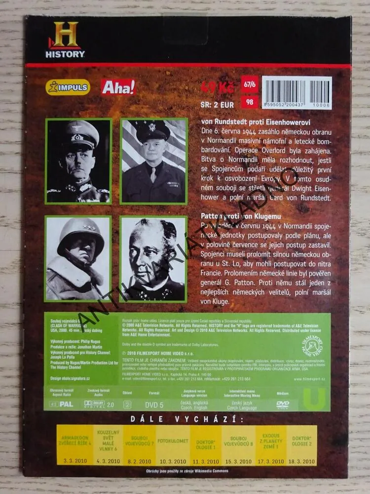 6. SOUBOJ VOJEVŮDCŮ, VON RUNDSTEDT VERSUS EISENHOWER, PATTON VERSUS VON KLUGE, DVD FILM DOKUMENT