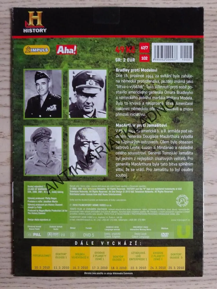 7. SOUBOJ VOJEVŮDCŮ, BRADLEY VERSUS MODEL, MACARTHUR VERSUS JAMAŠITA, DVD FILM DOKUMENT