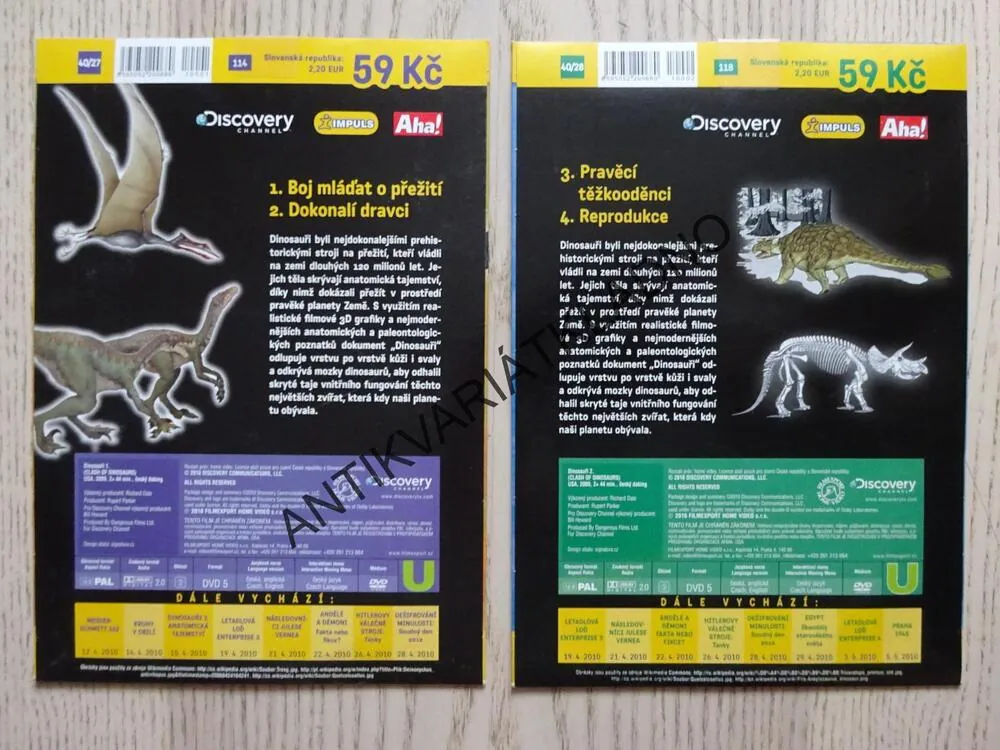 DINOSAUŘI 1-2, ANATOMICKÁ TAJEMSTVÍ, DVD FILM DOKUMENT