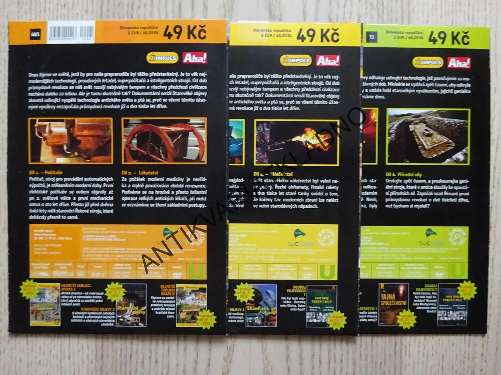 STAROVĚKÉ OBJEVY 1-3, DVD FILM DOKUMENT