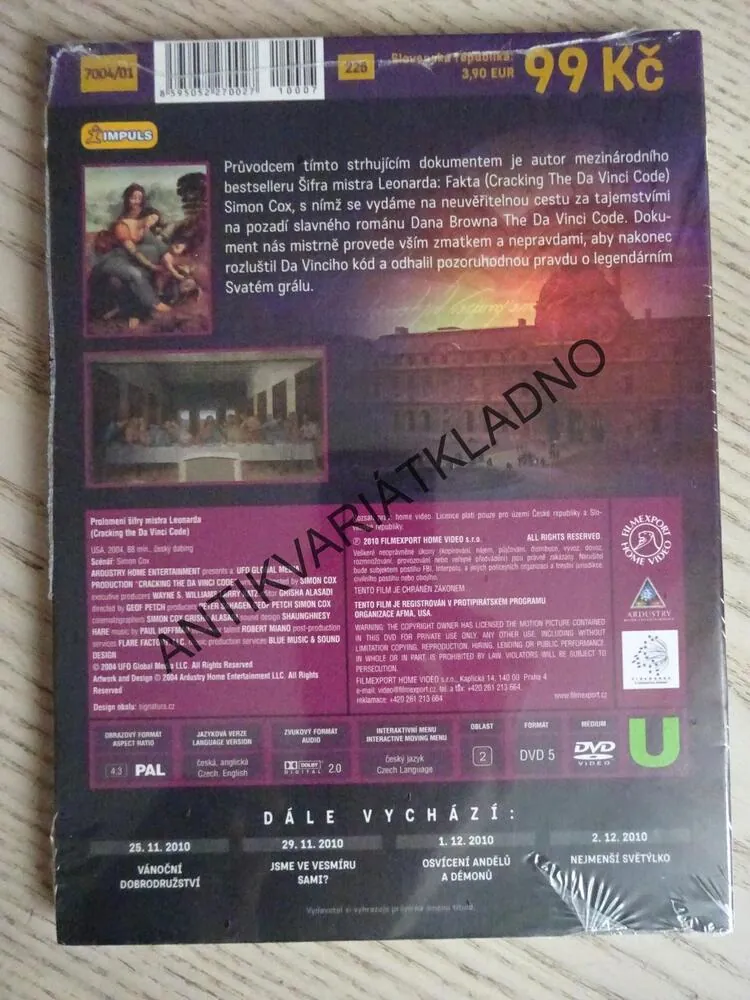 PROLOMENÍ ŠIFRY MISTRA LEONARDA, DVD FILM DOKUMENT