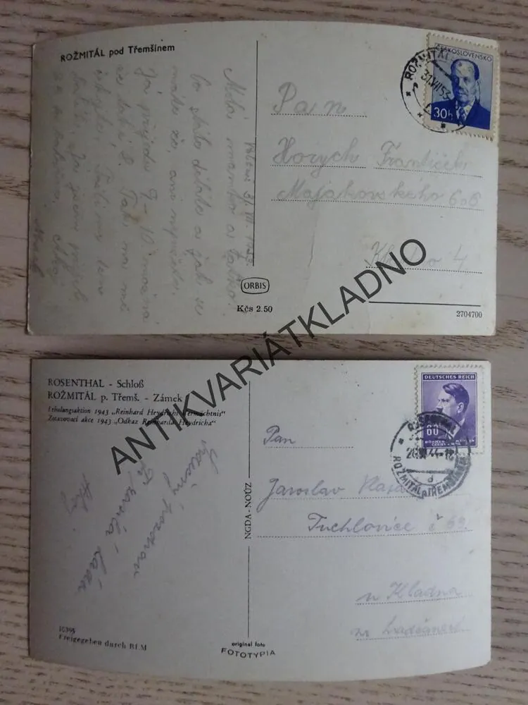 ROŽMITÁL POD TŘEMŠÍNEM, ZÁMEK, OKRES PŘÍBRAM, 2 KUSY