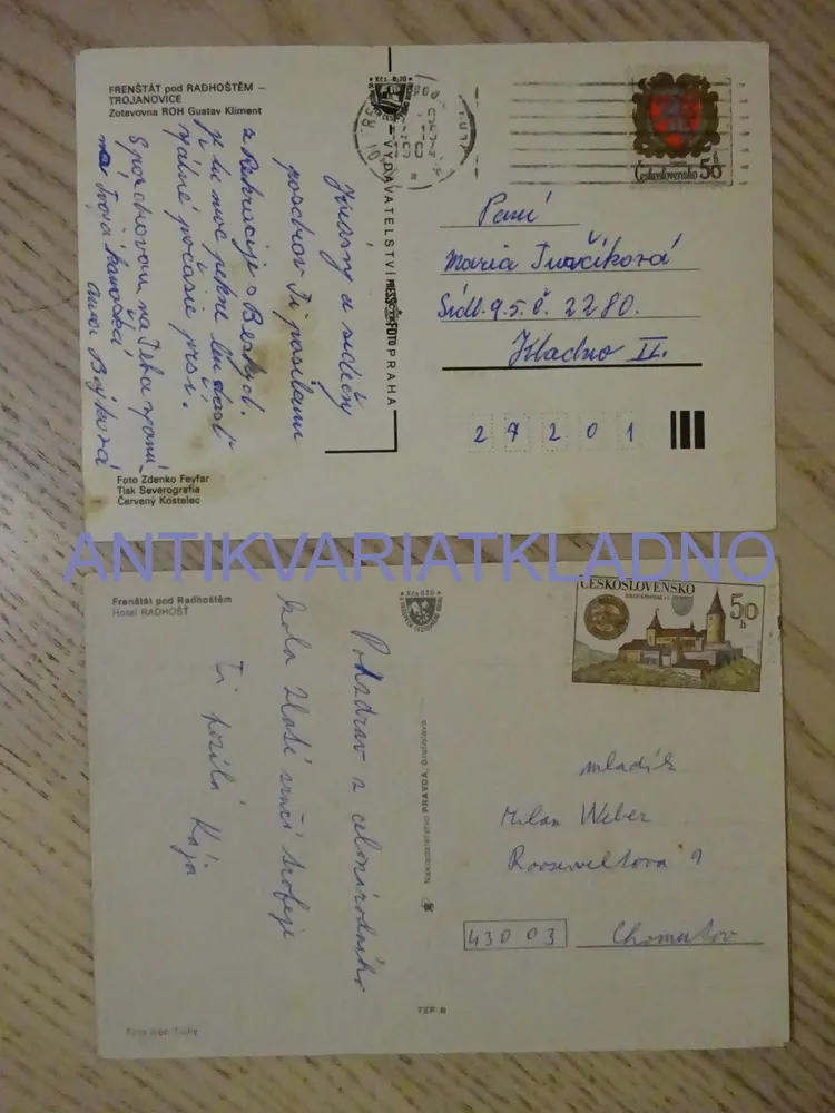 FRENŠTÁT POD RADHOŠTĚM, MORAVSKOSLEZSKÉ BESKYDY, TROJANOVICE, ZOTAVOVNA ROH GUSTAV KLIMENT, OKRES NOVÝ JIČÍN, 2 KUSY