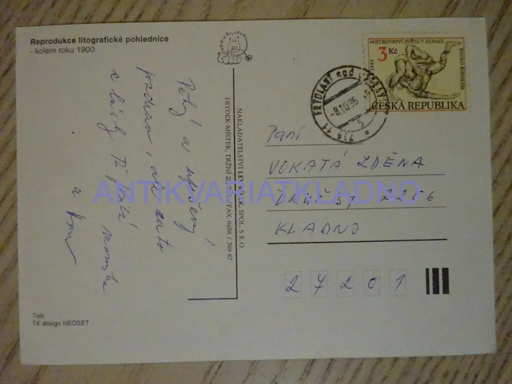 FRÝDLANT, FARNÍ KOSTEL, NÁMĚSTÍ, REPRODUKCE LITOGRAFICKÉ POHLEDNICE, OKRES LIBEREC