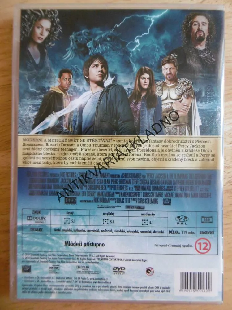 ZLODĚJ BLESKU, PERCY JACKSON, DVD FILM