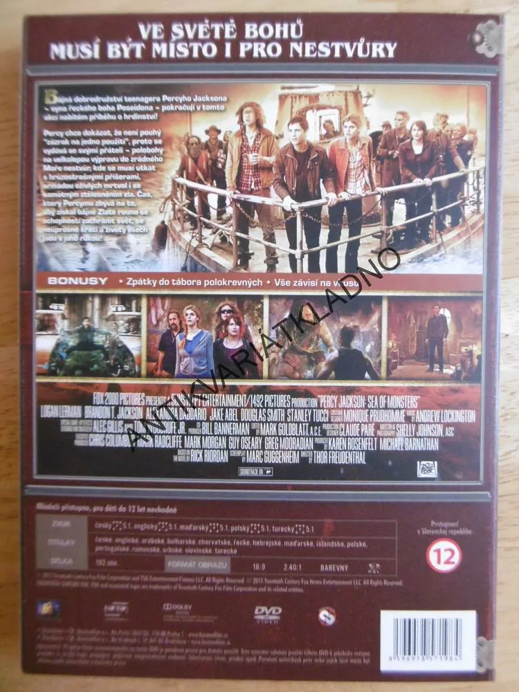 MOŘE NESTVŮR, PERCY JACKSON, DVD FILM