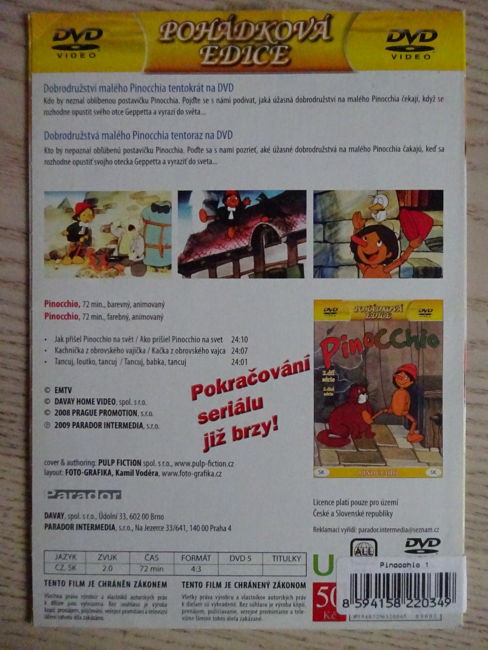 PINOCCHIO, 1. DÍL SÉRIE, DVD FILM