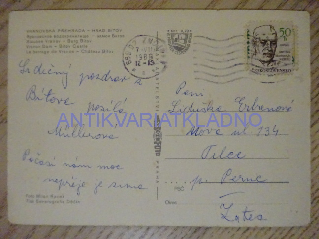 BÍTOV, HRAD, VRANOVSKÁ PŘEHRADA, OKRES ZNOJMO, 1989
