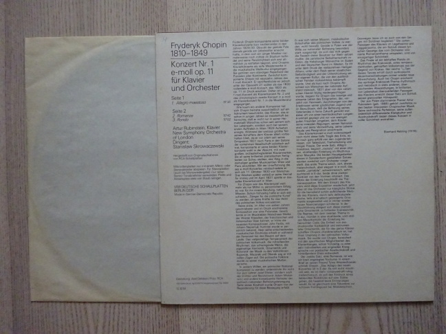 ARTUR RUBINSTEIN, CHOPIN, KLAVÍR E-MOLL, LP