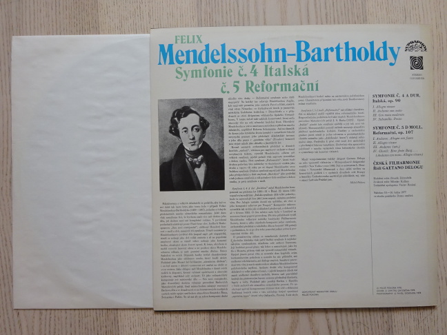 FELIX MENDELSON BARTHODY, SYMFONIE ITALSKÁ, REFORMAČNÍ, LP