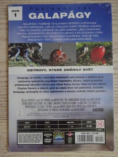 GALAPÁGY, POSLEDNÍ RÁJ, ZTRACENÝ SVĚT, DVD FILM DOKUMENT