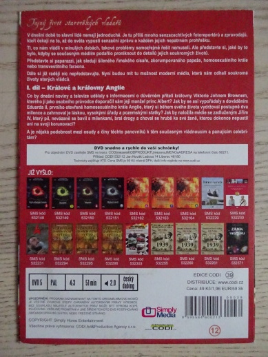KRÁLOVÉ A KRÁLOVNY ANGLIE, DVD FILM DOKUMENT