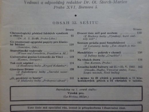 SVĚTOVÝ ZDROJ ZÁBAVY A POUČENÍ, ČASOPIS, č. 52, 1941