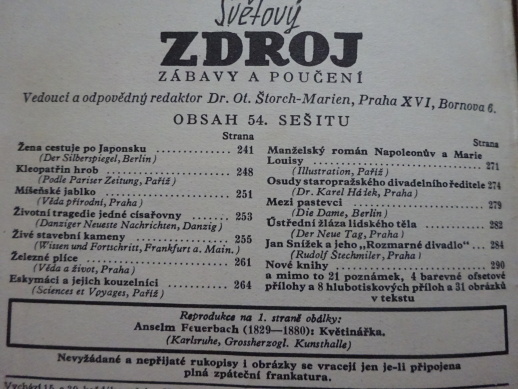 SVĚTOVÝ ZDROJ ZÁBAVY A POUČENÍ, ČASOPIS, č. 54, 1941