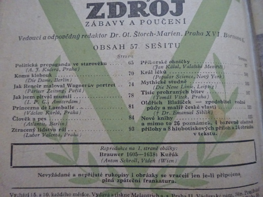 SVĚTOVÝ ZDROJ ZÁBAVY A POUČENÍ, ČASOPIS, č. 57, 1941