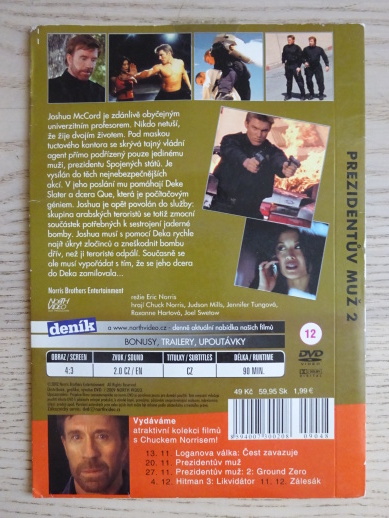 PREZIDENTŮV MUŽ 2: GROUND ZERO, CHUCK NORRIS,  DVD FILM 