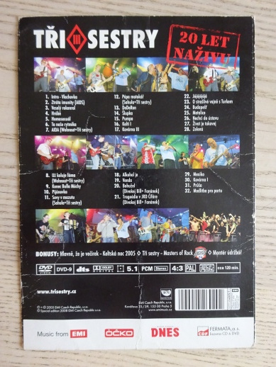 TŘI SESTRY, 20 LET NAŽIVU, DVD HUDBA