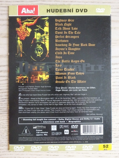 DEEP PURPLE, COME HELL OR HIGH WATER, DVD HUDBA