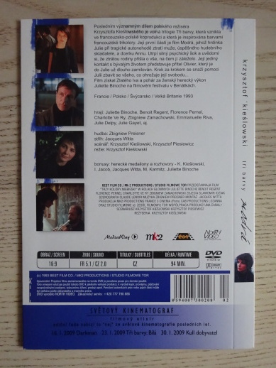 MODRÁ, TŘI BARVY, DVD FILM