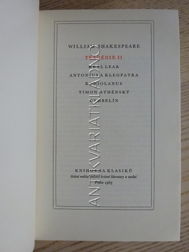 TRAGÉDIE II, WILLIAM SHAKESPEARE, **an