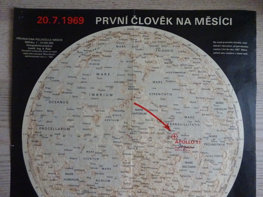 MAPA MĚSÍCE PŘI PRVNÍM PŘISTÁNÍ ČLOVĚKA, 20. 7. 1969