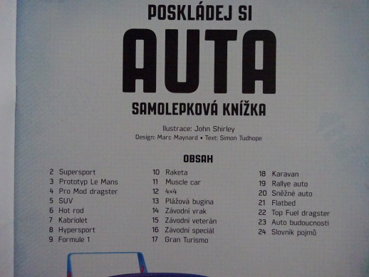 POSKLÁDEJ SI AUTA, SAMOLEPKOVÁ KNÍŽKA, **an