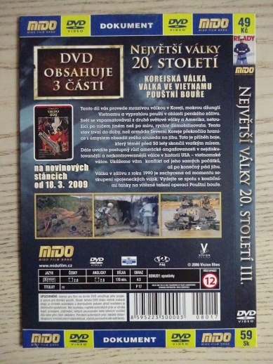 NEJVĚTŠÍ VÁLKY 20.STOLETÍ III, DVD FILM DOKUMENT