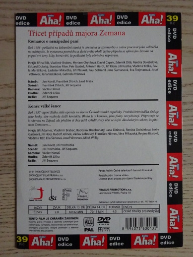 TŘICET PŘÍPADŮ MAJORA ZEMANA, DÍL Č.13-14, DVD FILM