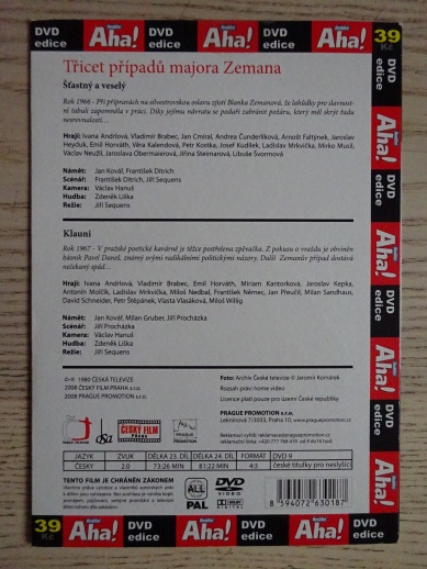 TŘICET PŘÍPADŮ MAJORA ZEMANA, DÍL Č. 23-24, DVD FILM 