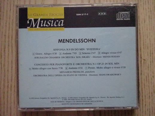 MENDELSSOHN, CD HUDBA