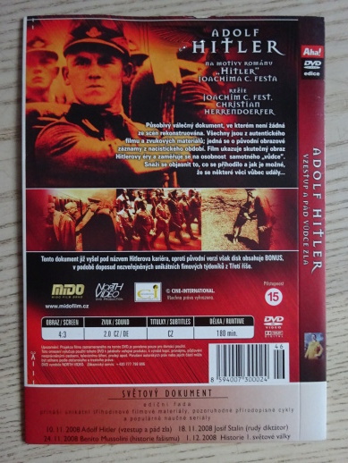 ADOLF HITLER, VZESTUP A PÁD VŮDCE ZLA, DVD FILM