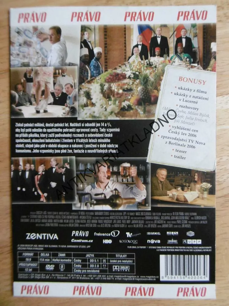 OBSLUHOVAL JSEM ANGLICKÉHO KRÁLE, DVD FILM ČR
