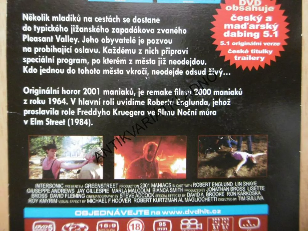 2001 MANIAKŮ, HOROR, DVD FILM