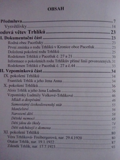 KRONIKA RODŮ TRHLÍKŮ, VOLKŮ A DOBEŠŮ, ZDENĚK TRHLÍK, **an