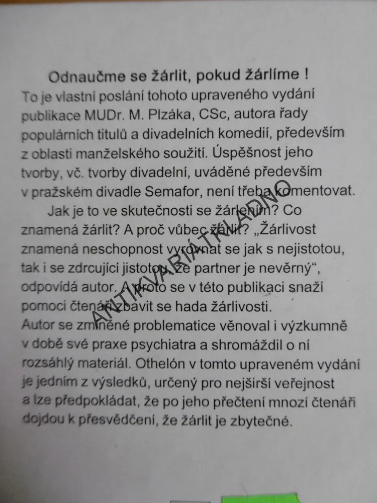 OTHELÓN ANEB MANUÁL O ŽÁRLIVOSTI, MIROSLAV PLZÁK