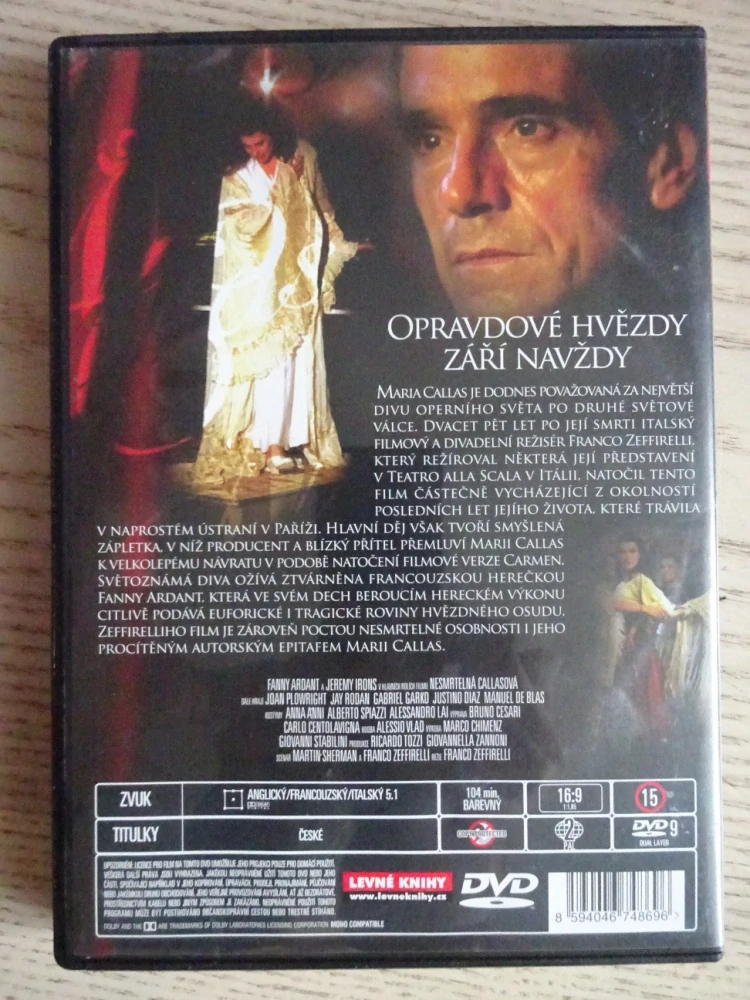 NESMRTELNÁ CALLASOVÁ, DVD FILM