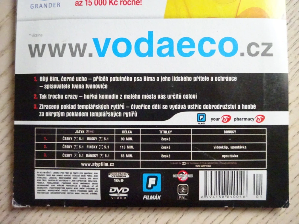ZTRACENÝ POKLAD TEMPLÁŘSKÝCH RYTÍŘŮ, BÍLÝ BIM, ČERNÉ UCHO, TAK TROCHU CRAZY, DVD FILM