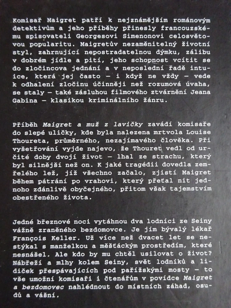 MAIGRET A MUŽ Z LAVIČKY, MAIGRET A BEZDOMOVEC, GEORGES SIMENON, **an