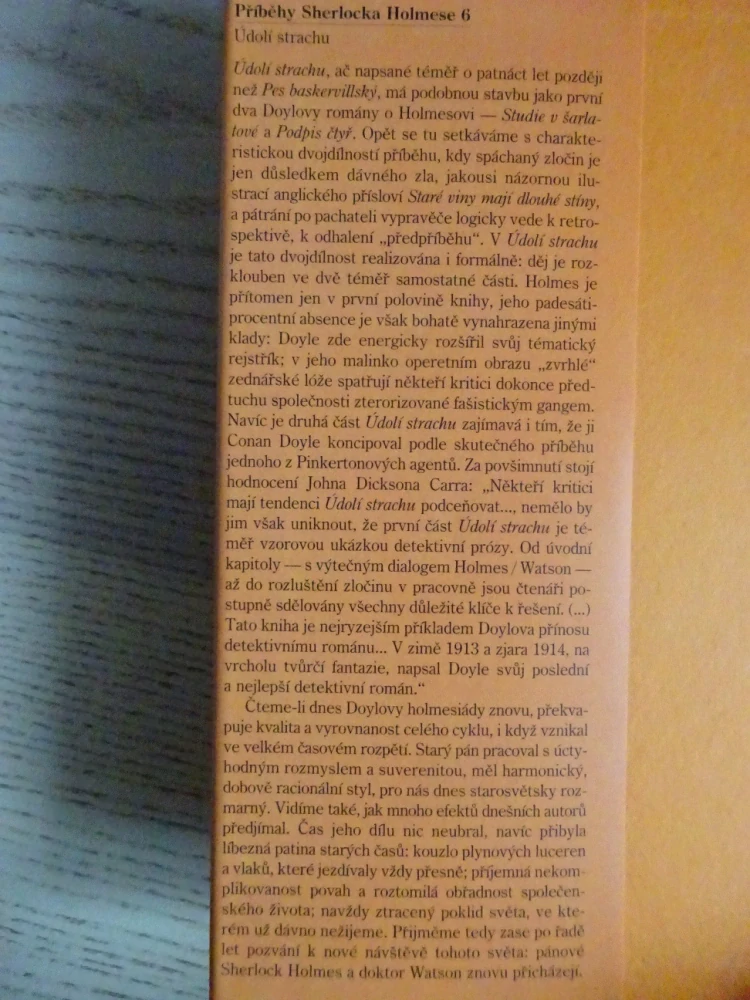 ÚDOLÍ STRACHU, SIR ARTHUR CONAN DOYLE, **an