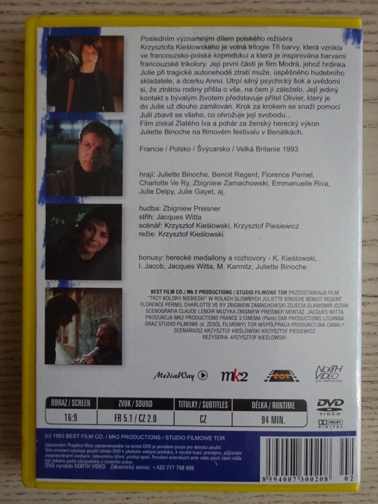 MODRÁ, TŘI BARVY, DVD FILM