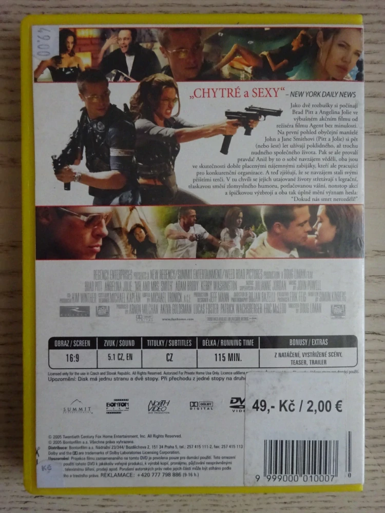 MR. A MRS.SMITH, PAN A PANÍ SMITHOVI, DVD FILM