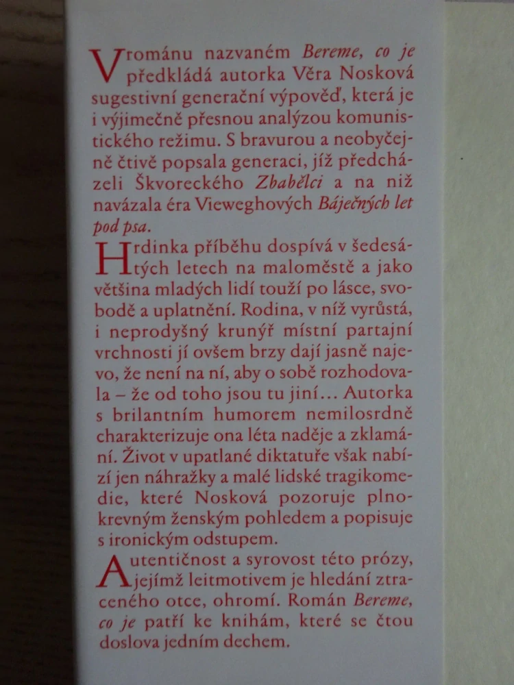 BEREME, CO JE, VĚRA NOSKOVÁ, **an