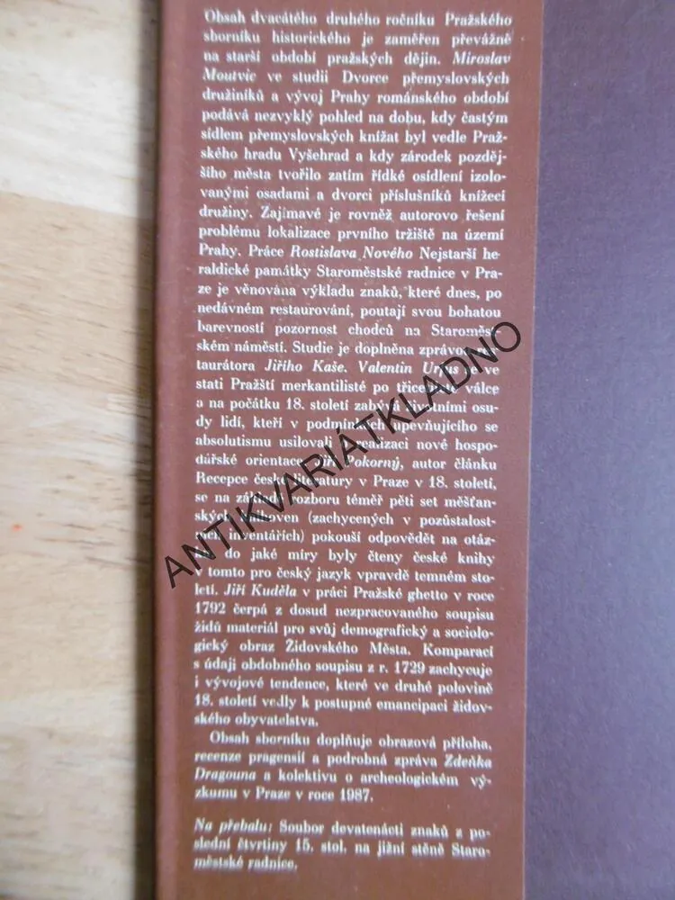 PRAŽSKÝ SBORNÍK HISTORICKÝ XXII, 1989, P-A