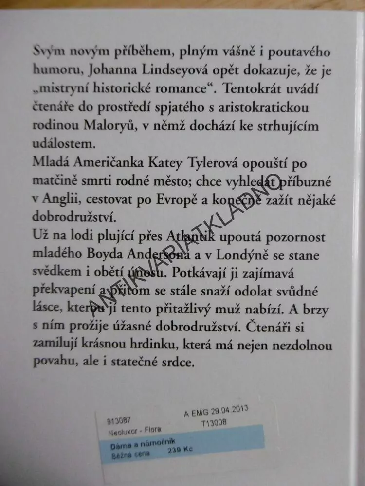 DÁMA A NÁMOŘNÍK, JOHANNA LINDSEYOVÁ, LINDSEY, **an