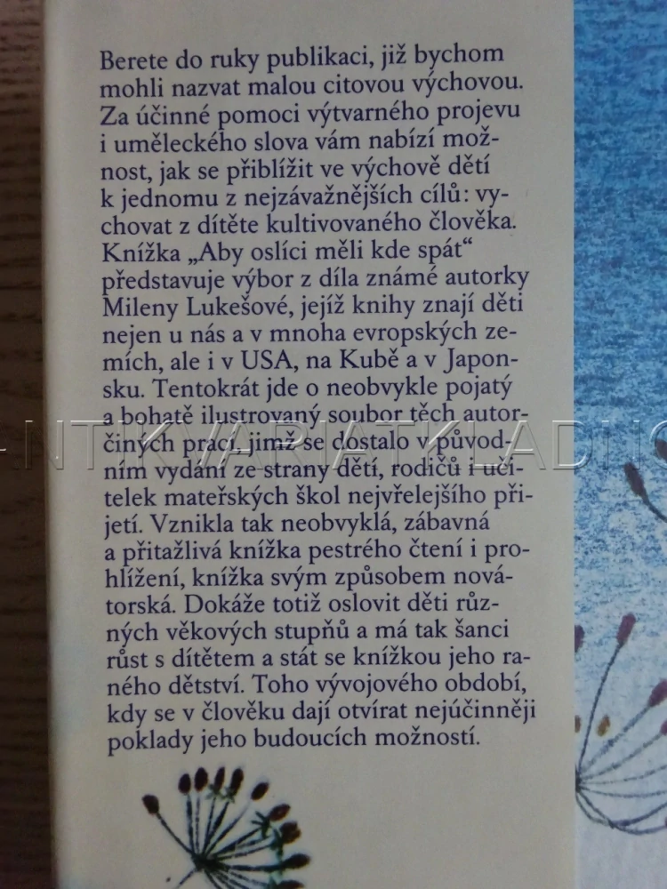 ABY OSLÍCI MĚLI KDE SPÁT, MILENA LUKEŠOVÁ, **an