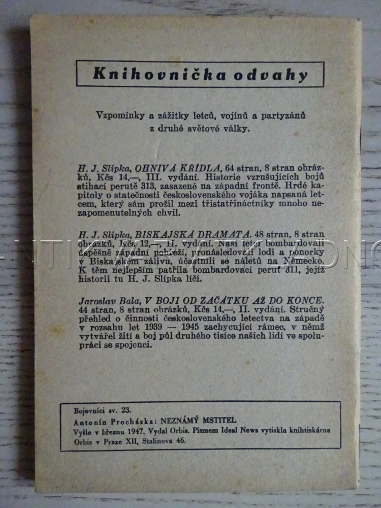 NEZNÁMÝ MSTITEL, ANTONÍN PROCHÁZKA