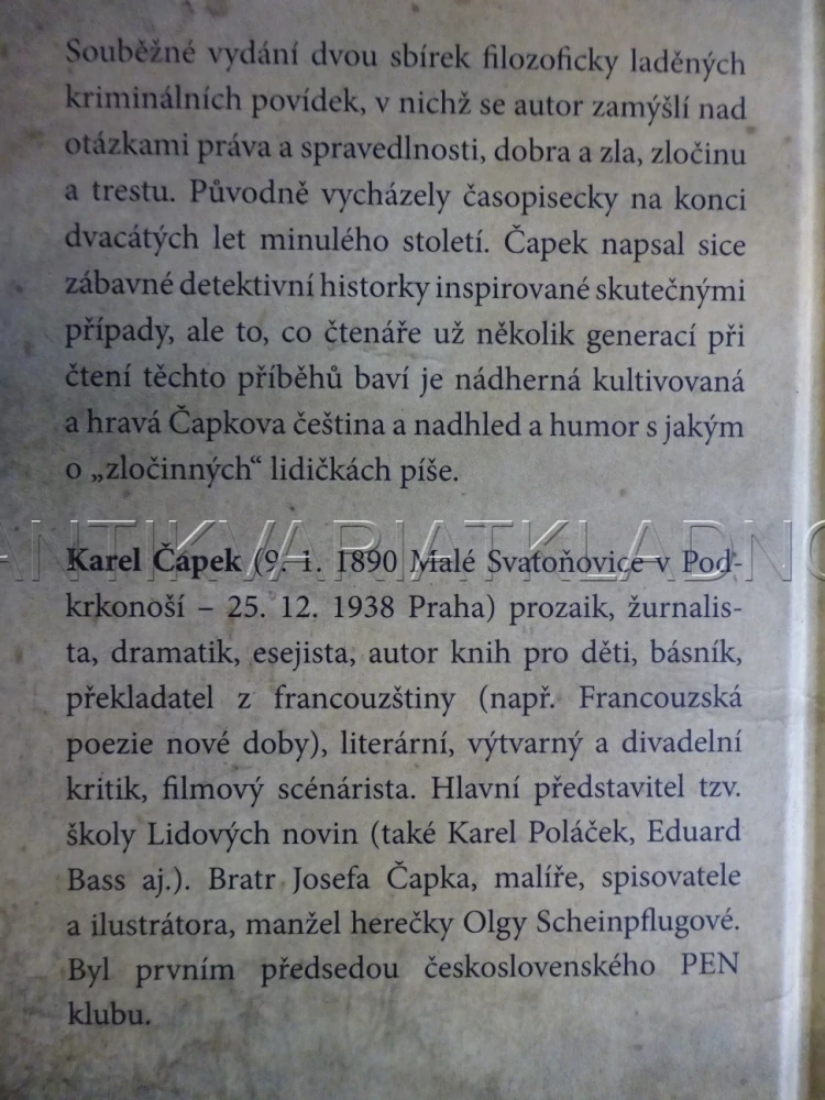 POVÍDKY Z JEDNÉ KAPSY, POVÍDKY Z DRUHÉ KAPSY, KAREL ČAPEK, **an