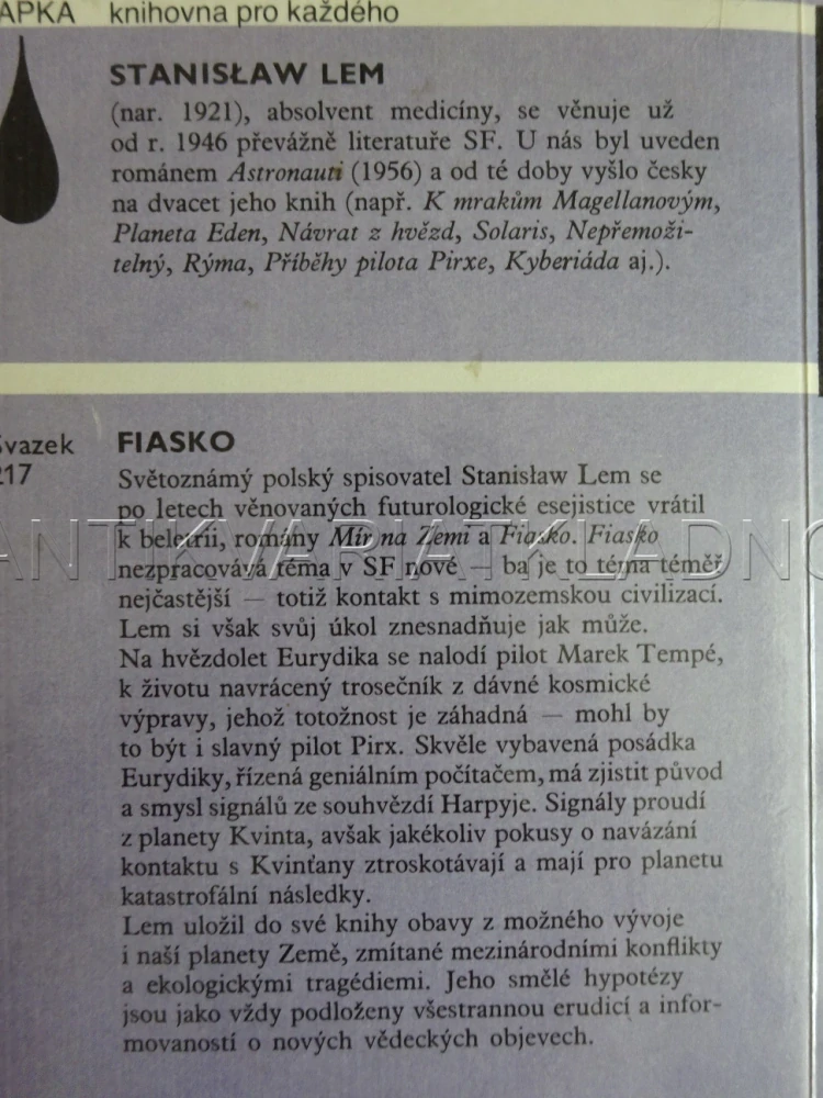 FIASKO, STANISLAW LEM, **an